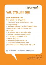 Handwerker für Montagen (m/w/d) gesucht!